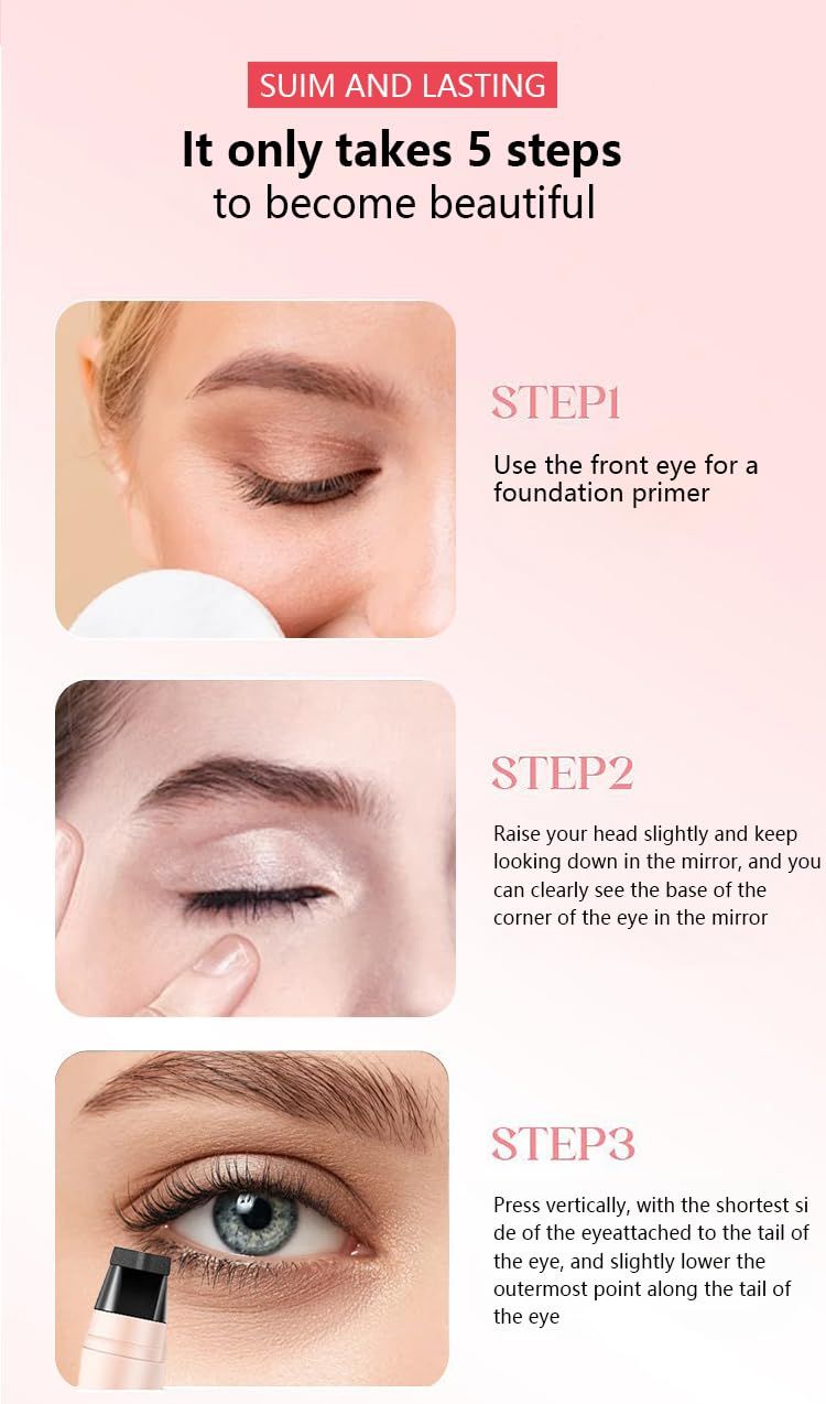 Winged Eyeliner Stamp Pen Dual Head Rotating Design, Quick-Dry, Long-Lasting, Smudge-Proof for Easy Cat Eye (1#/Black)