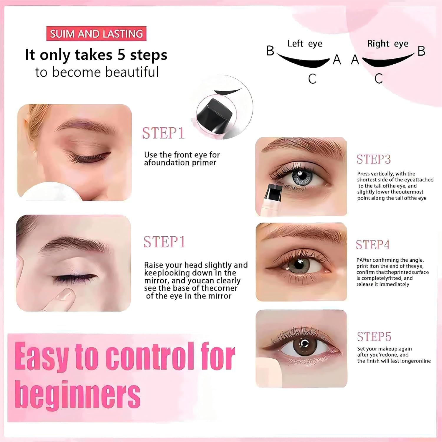 Winged Eyeliner Stamp Pen Dual Head Rotating Design, Quick-Dry, Long-Lasting, Smudge-Proof for Easy Cat Eye (1#/Black)
