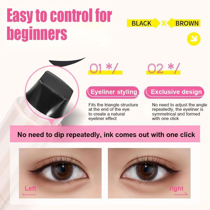 Winged Eyeliner Stamp Pen Dual Head Rotating Design, Quick-Dry, Long-Lasting, Smudge-Proof for Easy Cat Eye (1#/Black)